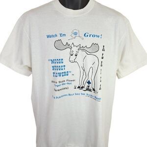 Moose Nugget Flowers T Shirt Vintage 90s Alaska Nature Tee Made In USA Mens